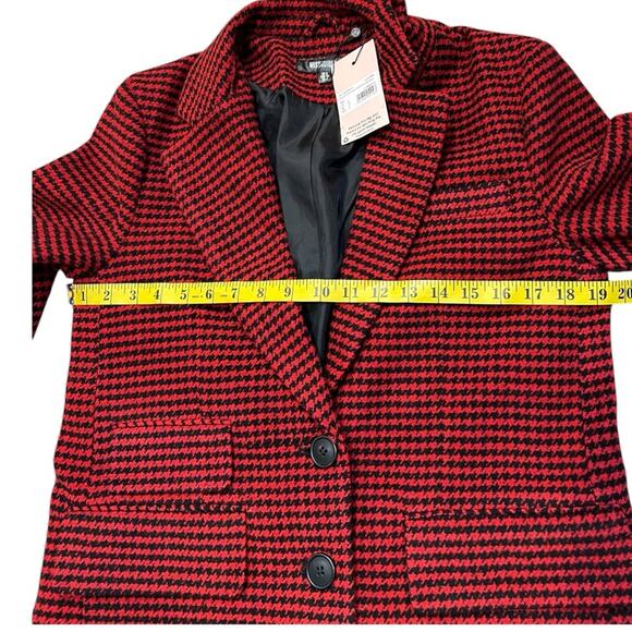 Missguided Houndstooth Boyfriend Blazer Coat red black Size 2 oversized NWT - Picture 12 of 14